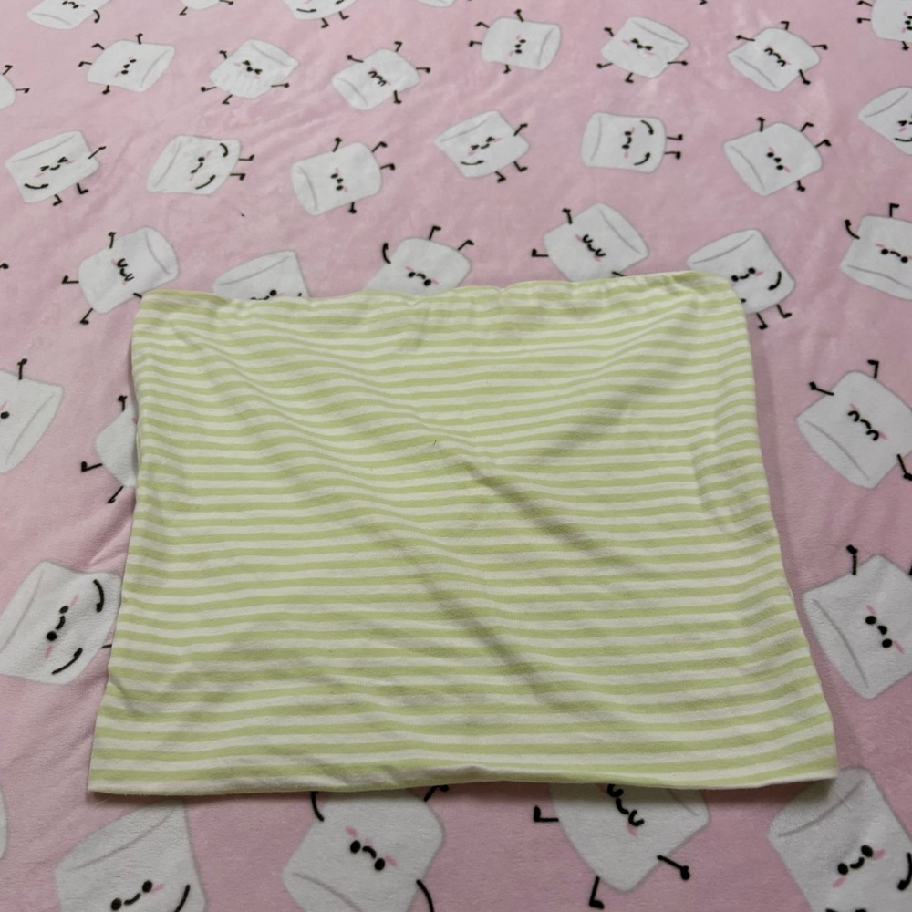 Women's Green and White Tube Top